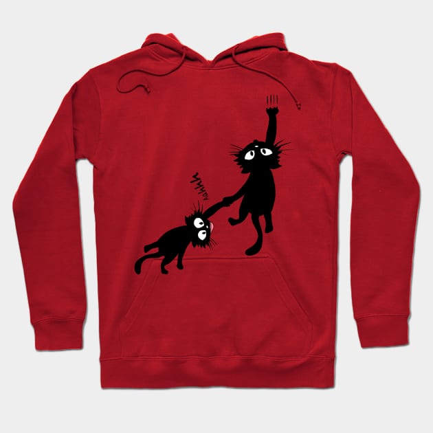 Black cat holding on Hoodie by Mermaidssparkle